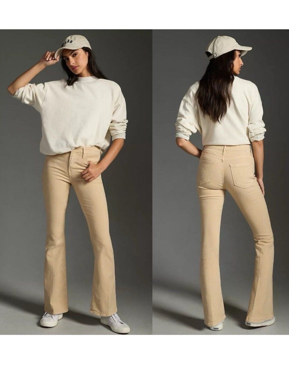 MOTHER The Weekender Flare Jeans in Chalk It Up Marzipan 25